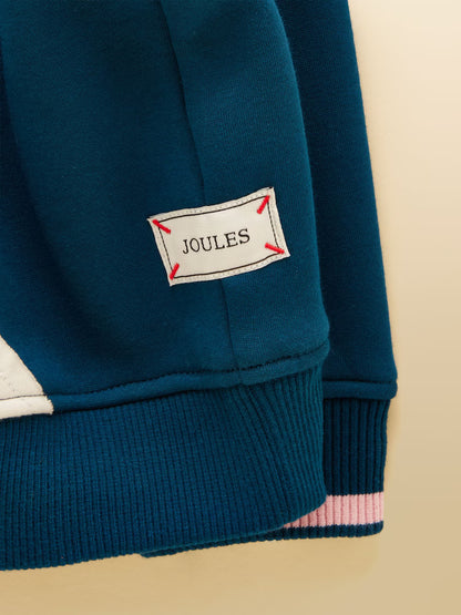 Joules Mackenzie Teal Blue Sweatshirt With Faux Fur Lining