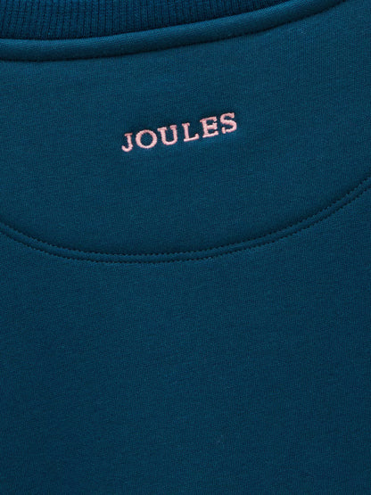 Joules Mackenzie Teal Blue Sweatshirt With Faux Fur Lining
