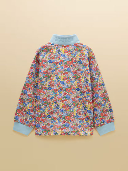 Joules Burnham Girls Cream Ditsy Funnel Neck Sweatshirt