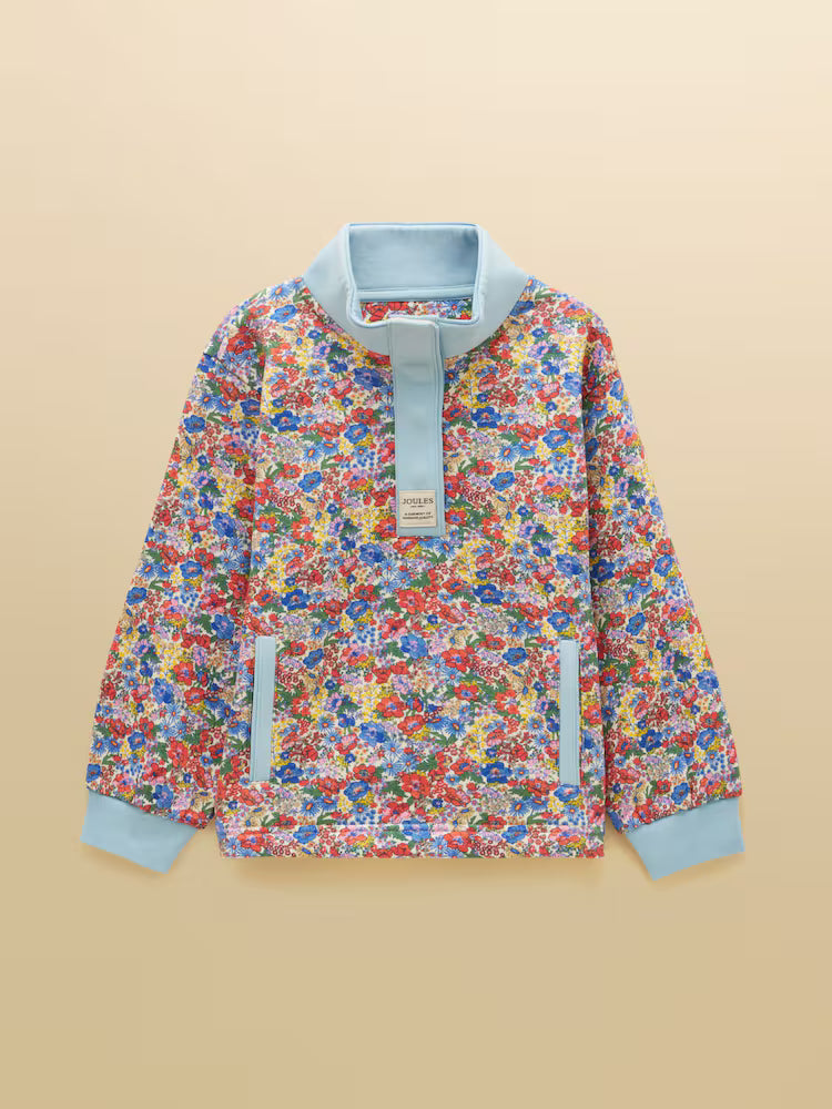 Joules Burnham Girls Cream Ditsy Funnel Neck Sweatshirt
