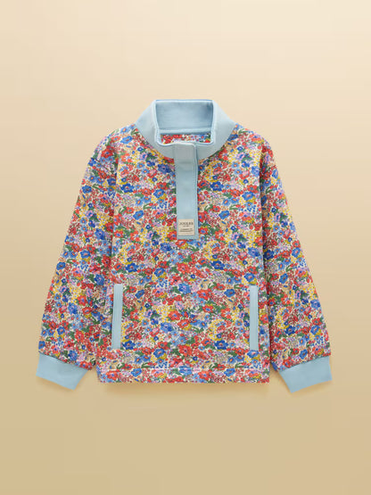 Joules Burnham Girls Cream Ditsy Funnel Neck Sweatshirt
