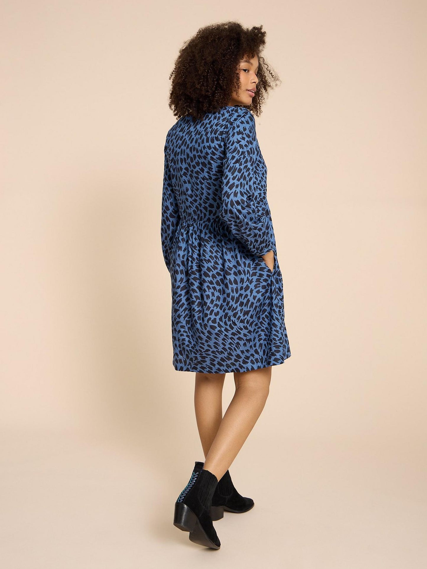 White Stuff Penelope Eco Vero Print Dress in Blue Print