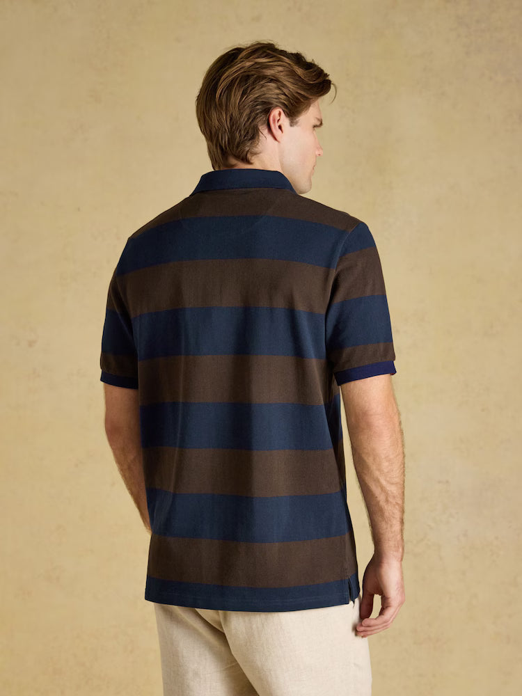 Joules Woody Polo Shirt in Brown & Navy