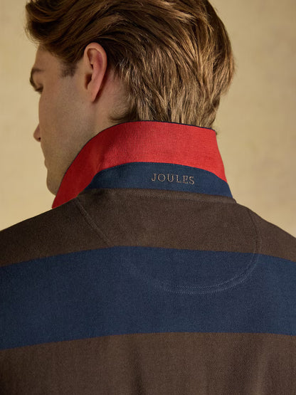 Joules Woody Polo Shirt in Brown & Navy