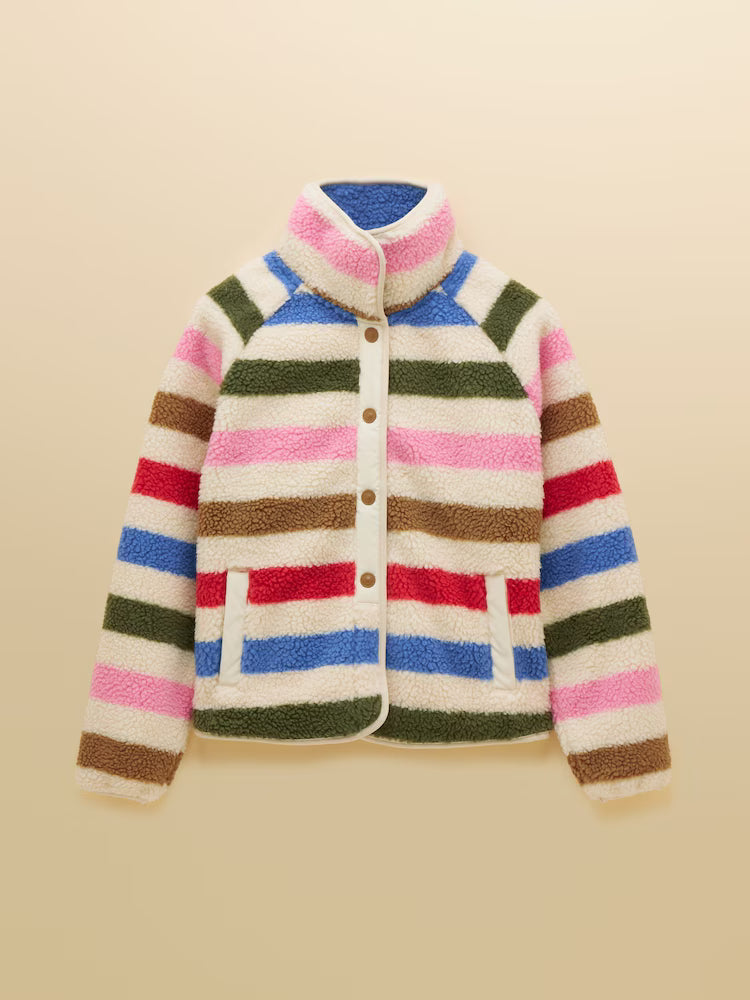 Joules Borg Fleece Multi Bright Jacket in Multi Bright
