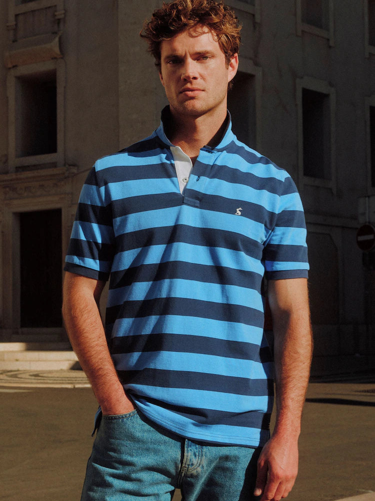 Joules Woody Polo Shirt in Blue & Navy Stripe