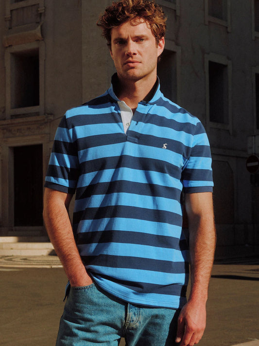 Joules Woody Polo Shirt in Blue & Navy Stripe