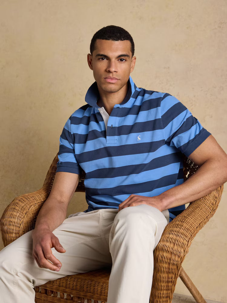 Joules Woody Polo Shirt in Blue & Navy Stripe