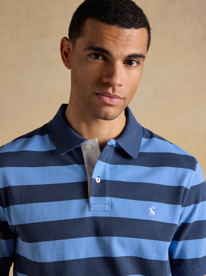 Joules Woody Polo Shirt in Blue & Navy Stripe
