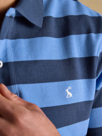 Joules Woody Polo Shirt in Blue & Navy Stripe