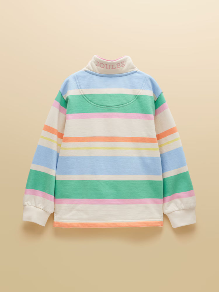 Joules Burnham White and Multi Stripe Funnel Sweatshirt