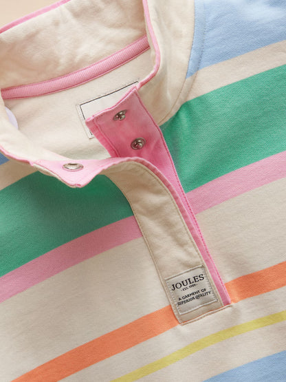 Joules Burnham White and Multi Stripe Funnel Sweatshirt