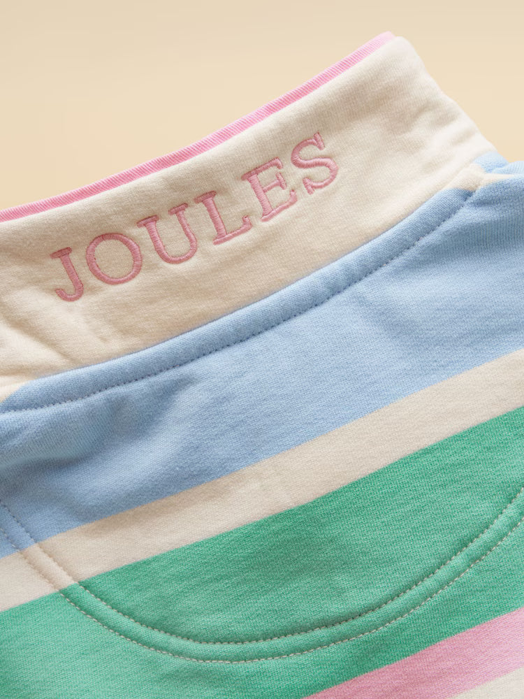 Joules Burnham White and Multi Stripe Funnel Sweatshirt
