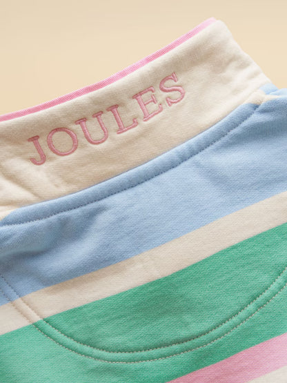 Joules Burnham White and Multi Stripe Funnel Sweatshirt