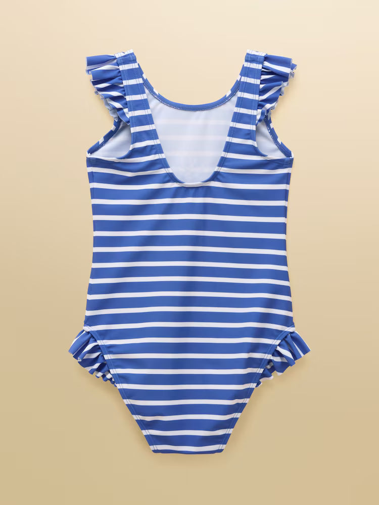 Joules Girls' Splash Blue Seahorse Swimming Costume