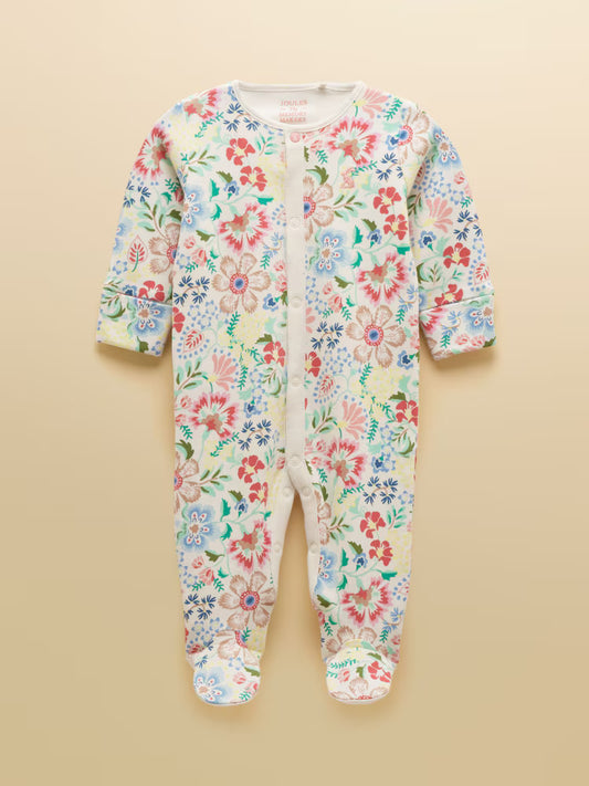 Joules Razamataz Multi Floral Cotton Babygrow