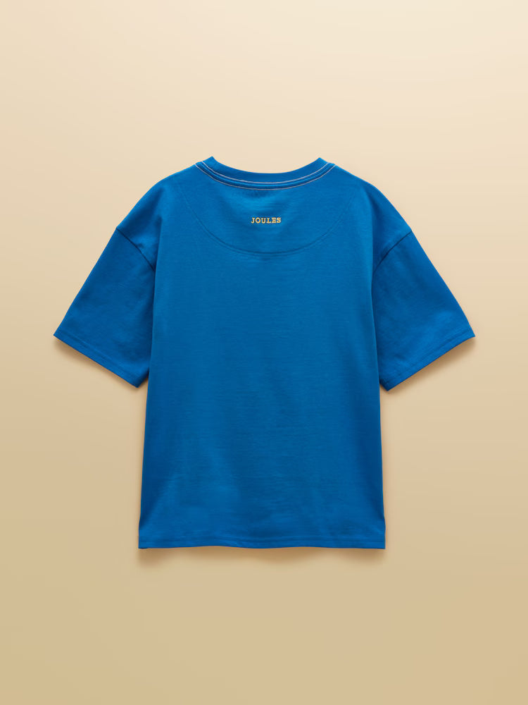 Joules Boys' Archie Blue Applique Graphic T-Shirt