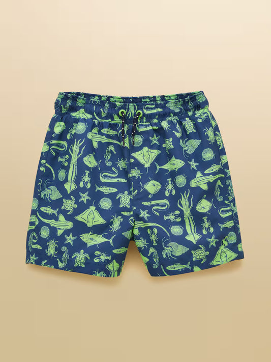 Joules Boys' Ocean Blue Printed Swim Shorts