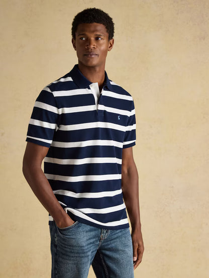 Joules Woody Polo Shirt in Navy and White Stripe