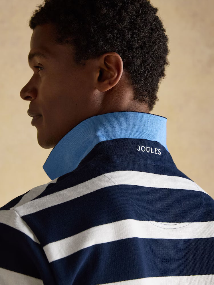 Joules Woody Polo Shirt in Navy and White Stripe