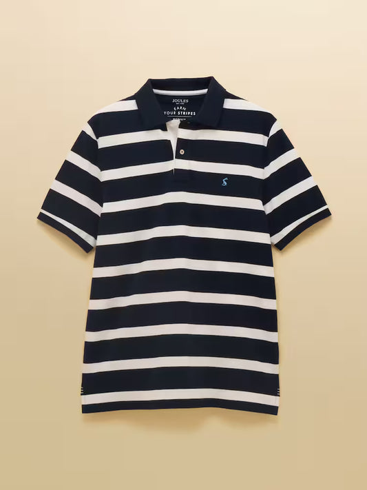 Joules Woody Polo Shirt in Navy and White Stripe