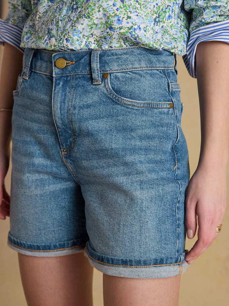 Joules Denim Shorts in Mid Indigo Blue