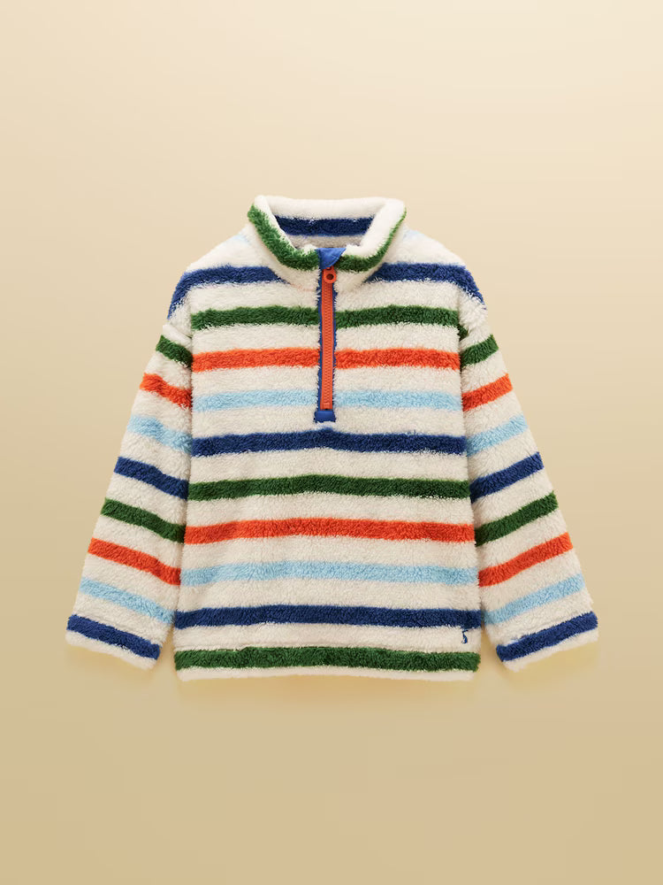 Joules Woozle Boys Multi Stripe Quarter Zip Fleece