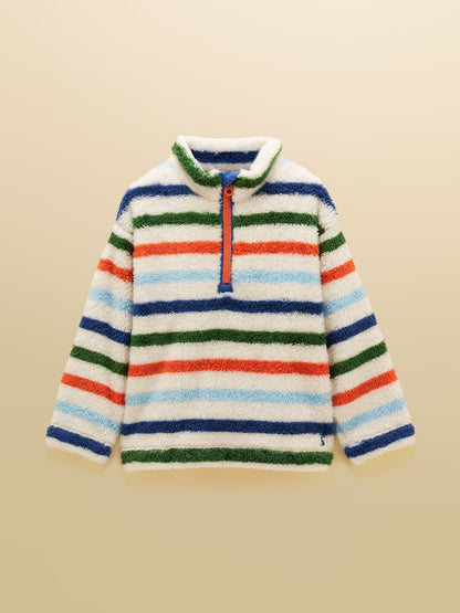 Joules Woozle Boys Multi Stripe Quarter Zip Fleece