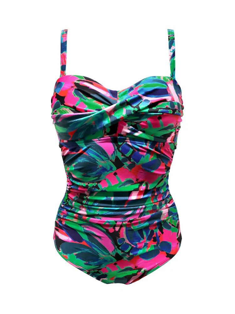Pour Moi Black Chrome Santa Monica Removable Straps Tummy Control Swimsuit