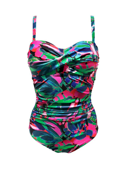Pour Moi Black Chrome Santa Monica Removable Straps Tummy Control Swimsuit
