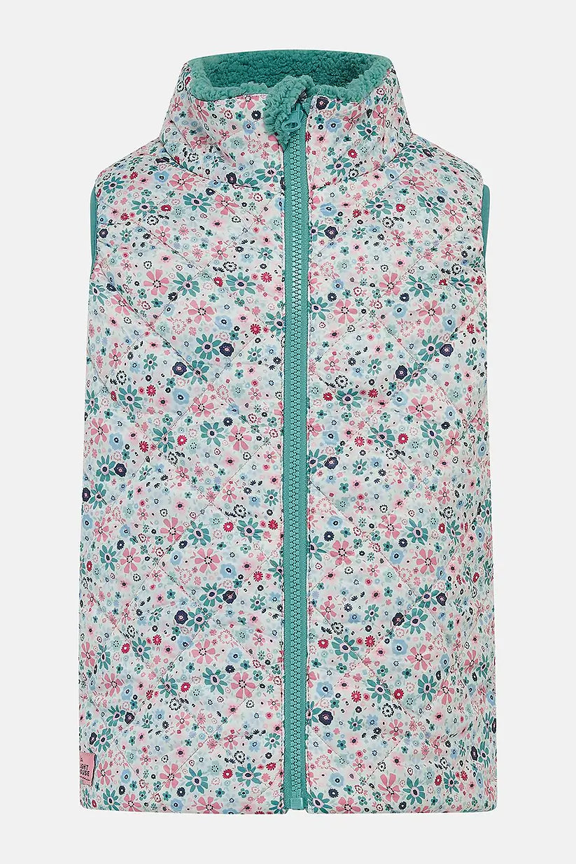 Lighthouse Amber Reversible Gilet in Teal Floral