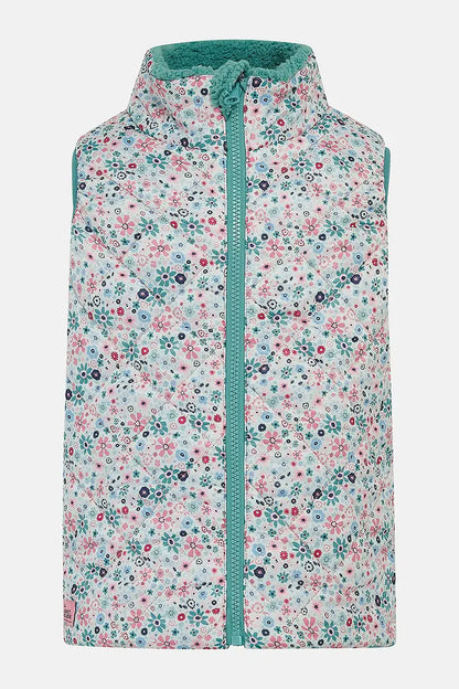 Lighthouse Amber Reversible Gilet in Teal Floral