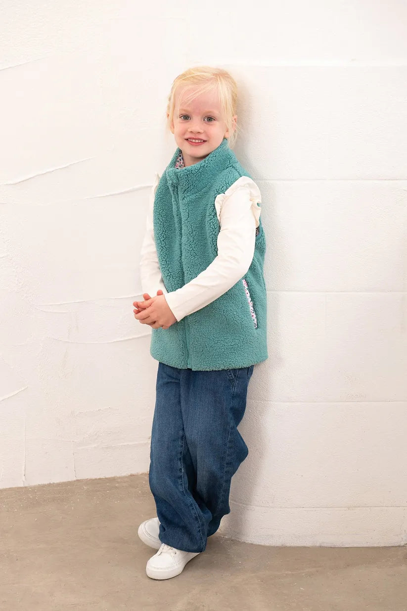 Lighthouse Amber Reversible Gilet in Teal Floral