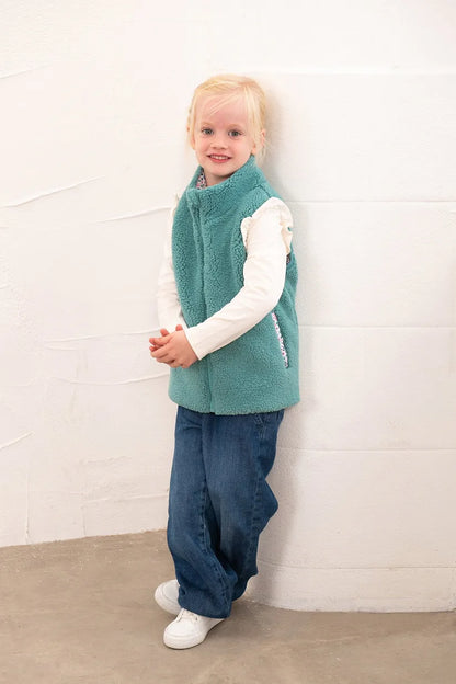 Lighthouse Amber Reversible Gilet in Teal Floral