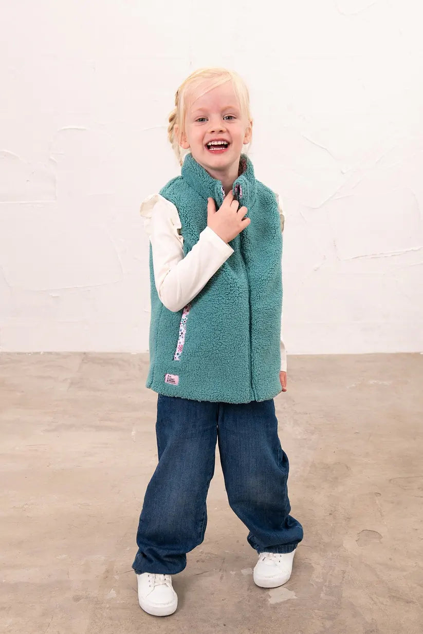 Lighthouse Amber Reversible Gilet in Teal Floral