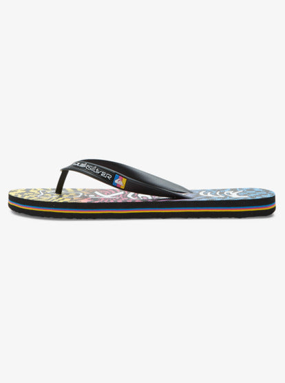 Quiksilver Molokai Wordblock Flip Flops in Black/Blue/Pink