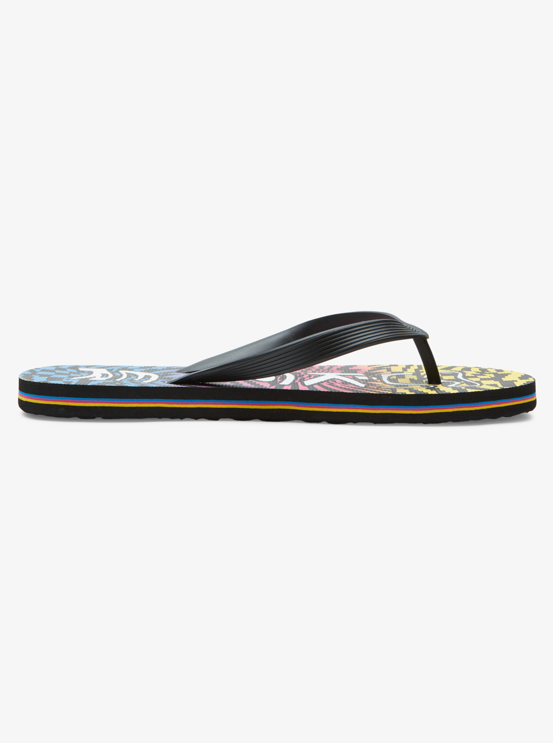 Quiksilver Molokai Wordblock Flip Flops in Black/Blue/Pink
