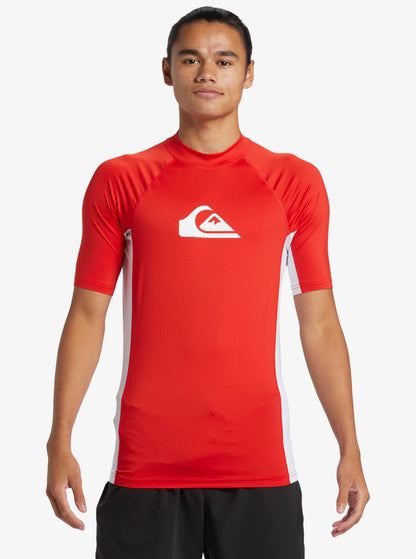 Quiksilver Everyday Short Sleeve UPF 50 Rash Vest in High Risk Red