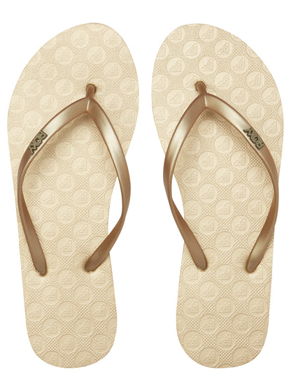 Roxy Viva Flip Flops in Metallic Gold