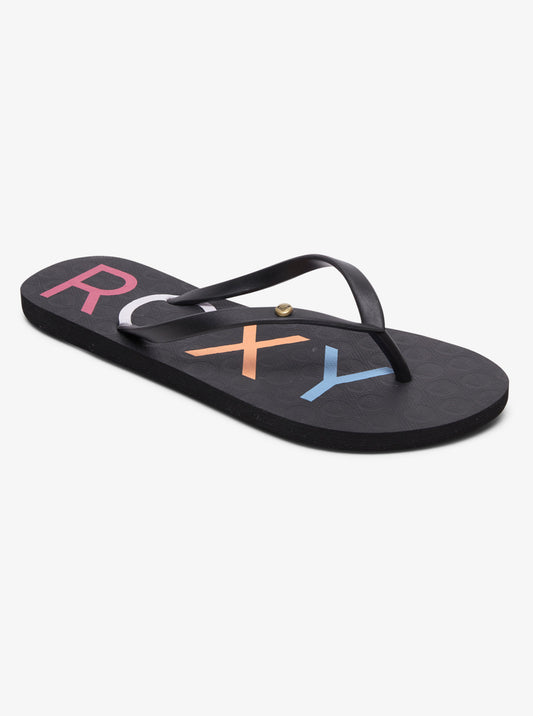 Roxy Sandy Flip Flops in Black Multi