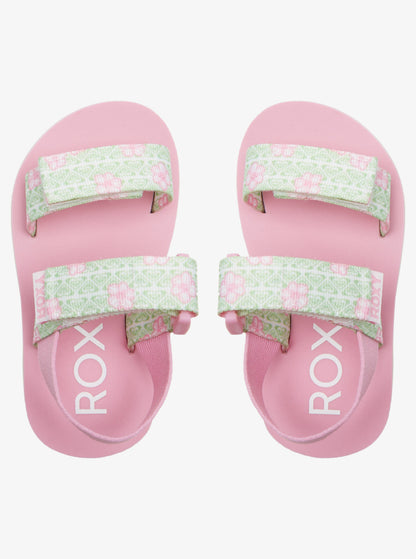 Roxy Cage Girls Sandals in Green/Pink