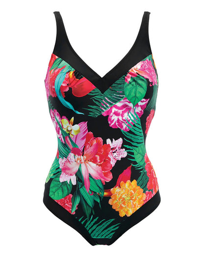 Pour Moi Tummy Control Swimsuit in Black Multi