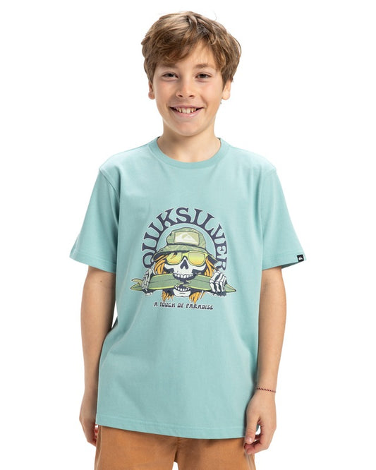 Quiksilver Skull Feast Short Sleeved Tee in Aqua