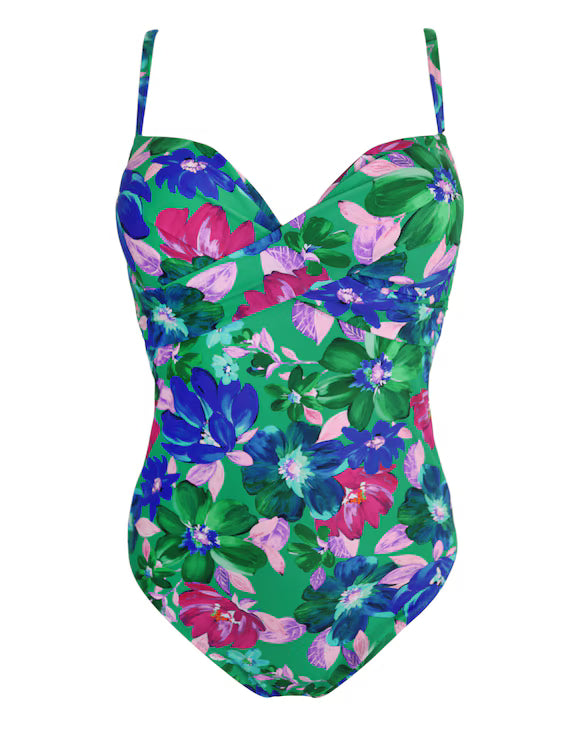 Pour Moi Free Spirit Underwired Lightly Padded Swimsuit in Green Floral