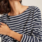 Joules Harbour Long Sleeved Top in Navy Cream Stripe