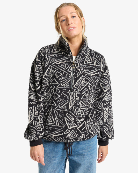 Billabong Time Off Pull Over Sweatshirt in Black Pebble