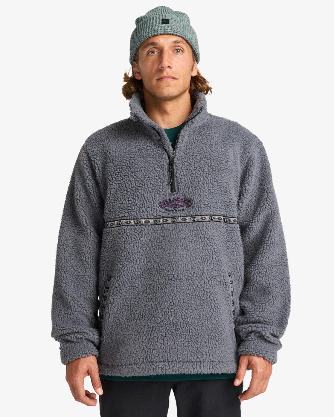 Billabong Boundary Tombstone - Half Zip Mock Neck Fleece for Men in Pewter