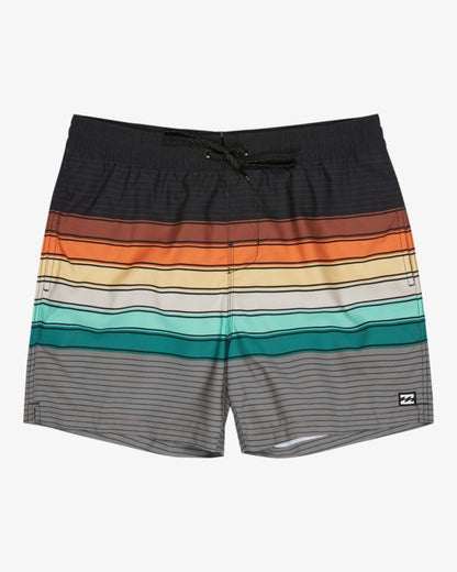Billabong All Day Stripe Layback Swim Shorts in Black Print