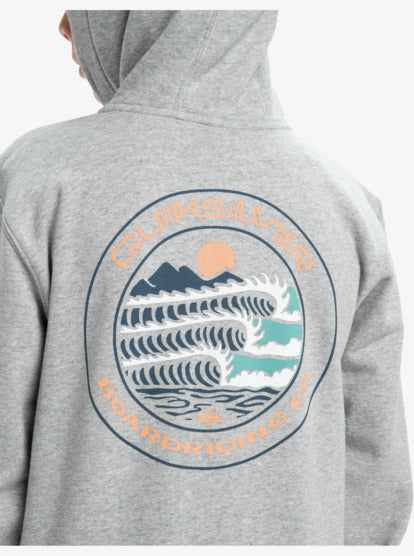 Quiksilver Graphic Boys Zip Up Hoodie in Light Grey Heather