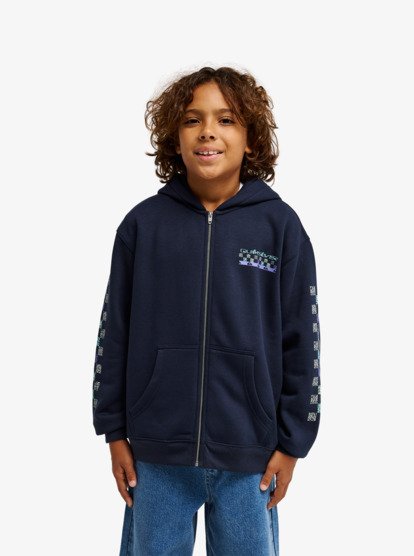 Quiksilver Graphic Hero Boys Zip Through Hoodie in Dark Navy